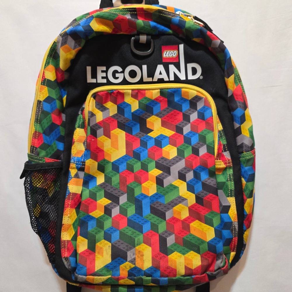 LEGO LEGOLAND Backpack Multi Color Brick Print School Bag with Chest Strap